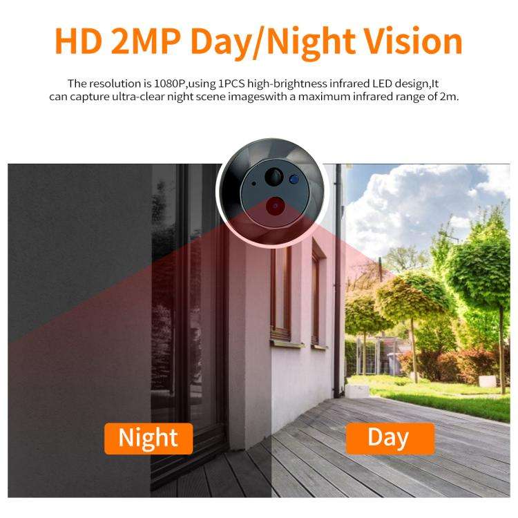 ESCAM C88 4.3 inch 1080P PIR Digital Door Viewer WiFi Video Doorbell Support Night Vision, Two-wa...