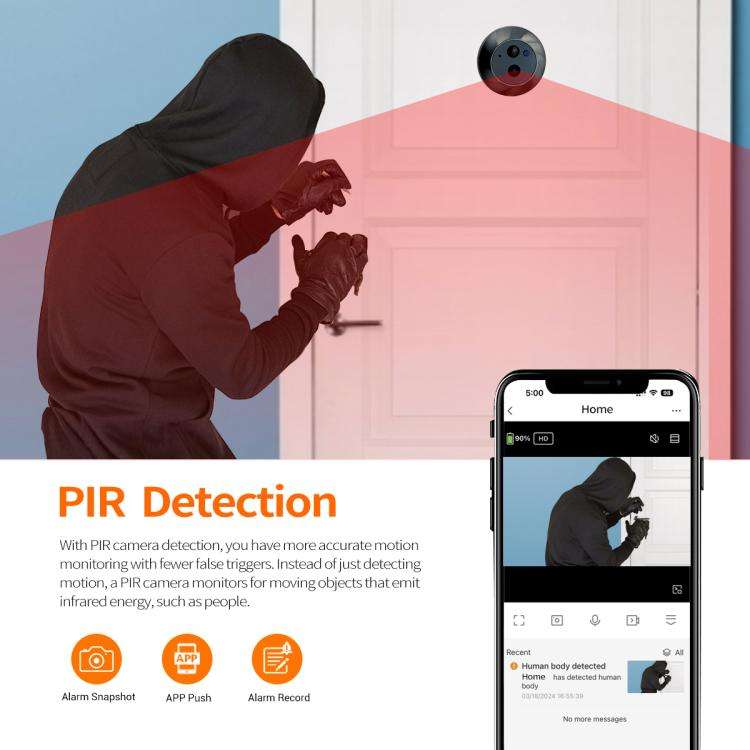ESCAM C88 4.3 inch 1080P PIR Digital Door Viewer WiFi Video Doorbell Support Night Vision, Two-wa...