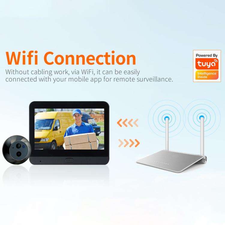 ESCAM C88 4.3 inch 1080P PIR Digital Door Viewer WiFi Video Doorbell Support Night Vision, Two-wa...