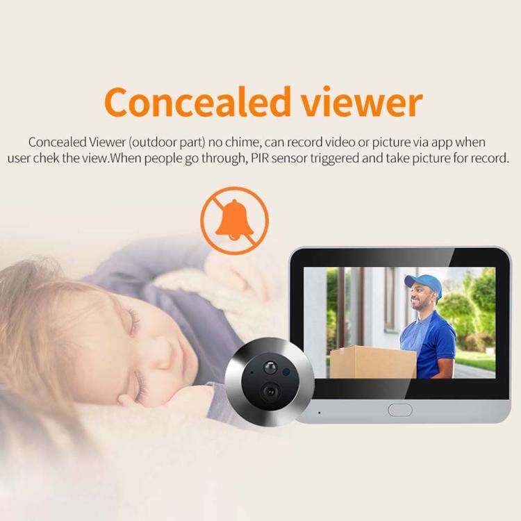 ESCAM C88 4.3 inch 1080P PIR Digital Door Viewer WiFi Video Doorbell Support Night Vision, Two-wa...