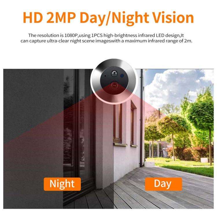 ESCAM C88 4.3 inch 1080P PIR Digital Door Viewer WiFi Video Doorbell Support Night Vision, Two-wa...