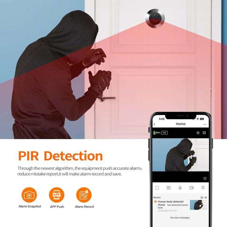 ESCAM C88 4.3 inch 1080P PIR Digital Door Viewer WiFi Video Doorbell Support Night Vision, Two-wa...