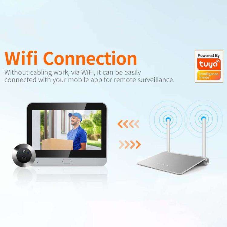 ESCAM C88 4.3 inch 1080P PIR Digital Door Viewer WiFi Video Doorbell Support Night Vision, Two-wa...
