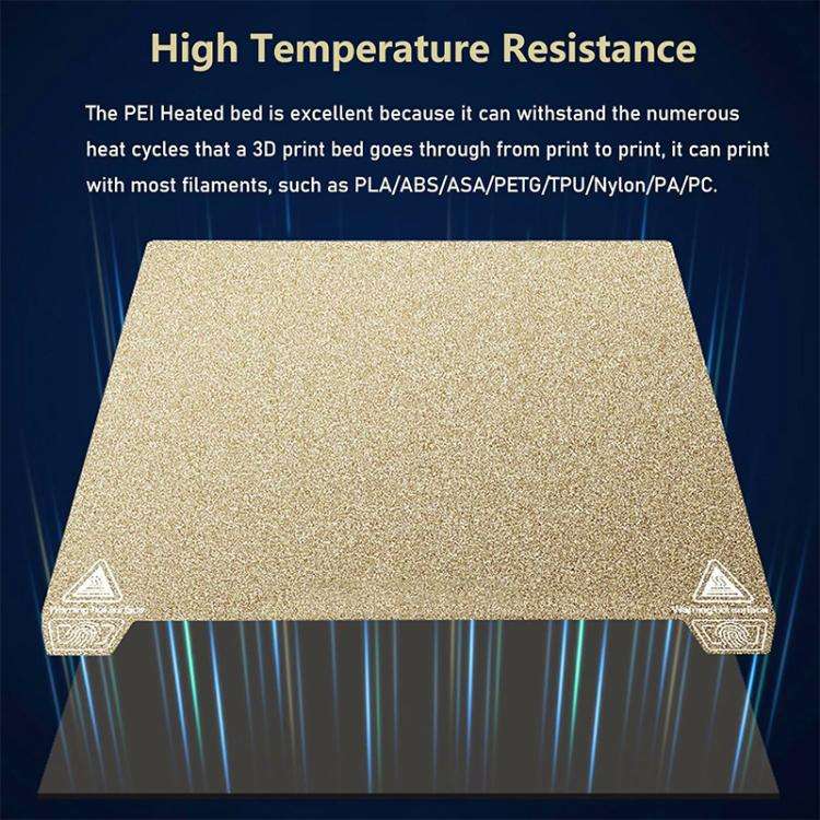 3D Printer Build Plate Spring Steel Sheet For Creality K2 Plus, Style:Gold / Single-sided PEI Coa...