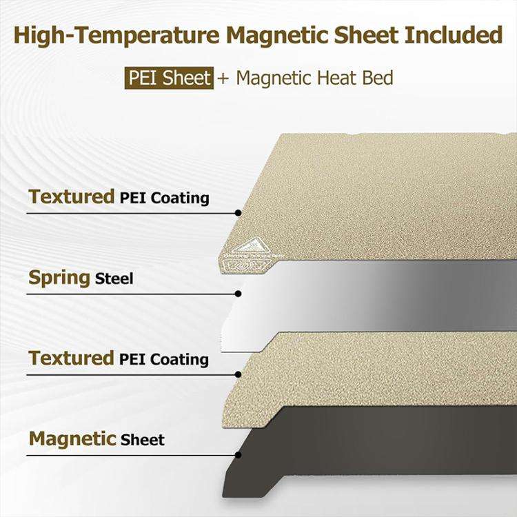 3D Printer Build Plate Spring Steel Sheet For Creality K2 Plus, Style:Gold / Double-sided PEI Coa...