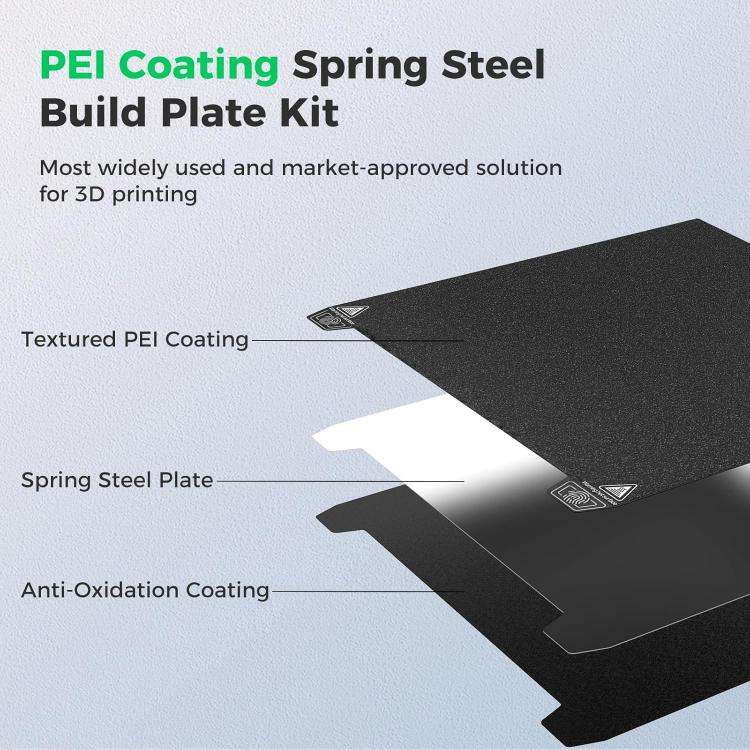 3D Printer Build Plate Spring Steel Sheet For Creality K2 Plus, Style:Black / Double-sided PEI Co...