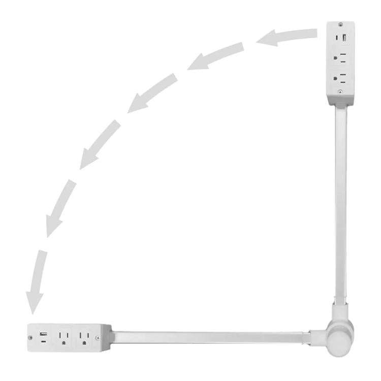 US Plug Power Outlet Extender Power Socket Extension Tool With USB / Type-C Fast Charging(White)