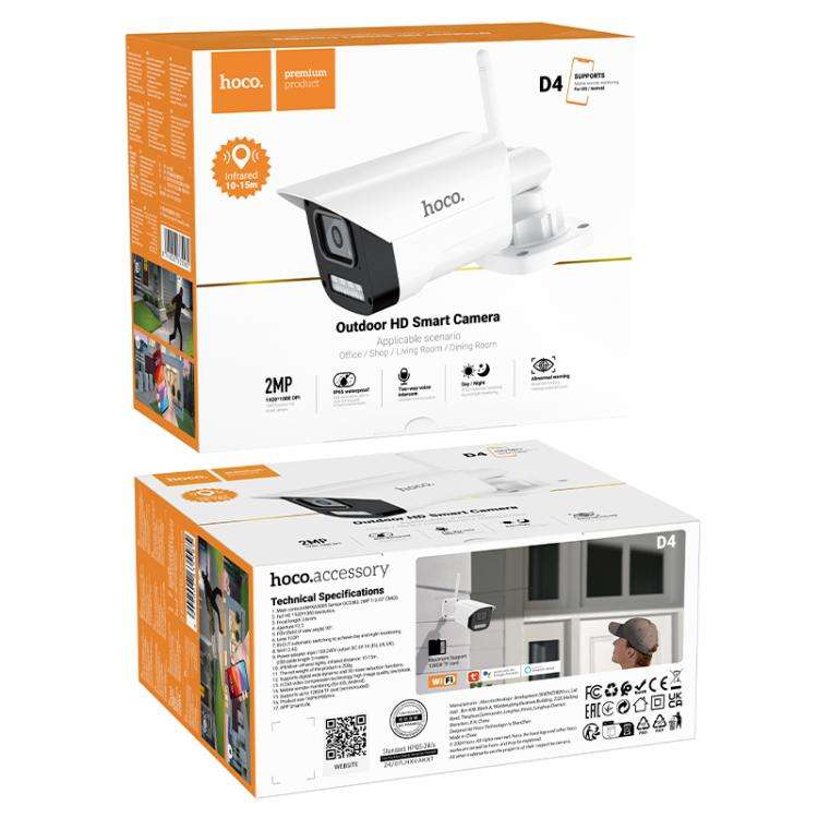 hoco D4 2MP 2.4G WiFi IP65 Outdoor HD Bullet Camera(US Plug)
