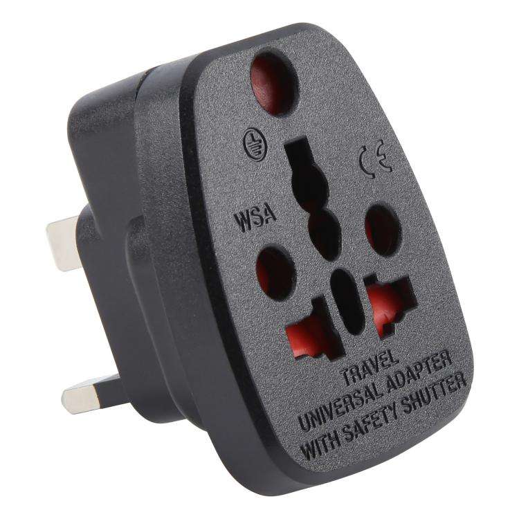 WSA-7 UK Plug Global Travel Universal Adapter with Safety Shutter(Black)