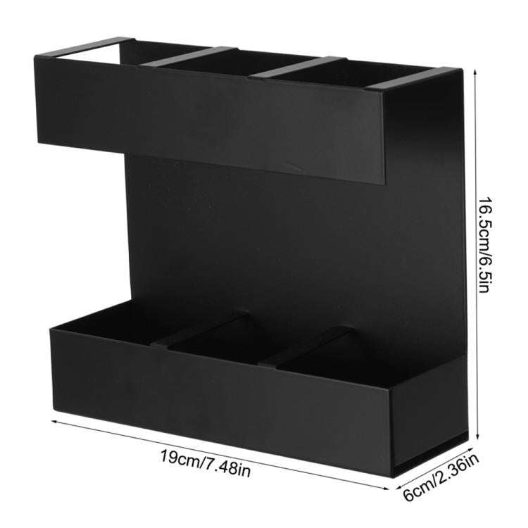 Three-grid Straw Cutlery Metal Storage Rack Kitchen Organizer with 9pcs Soft Magnetic Sheet(Black)