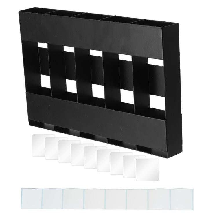 Five-grid Straw Cutlery Metal Storage Rack Kitchen Organizer without Soft Magnetic Sheet(Black)
