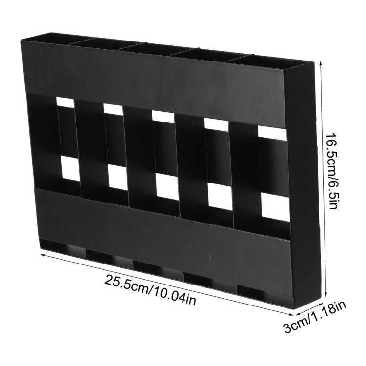 Five-grid Straw Cutlery Metal Storage Rack Kitchen Organizer without Soft Magnetic Sheet(Black)
