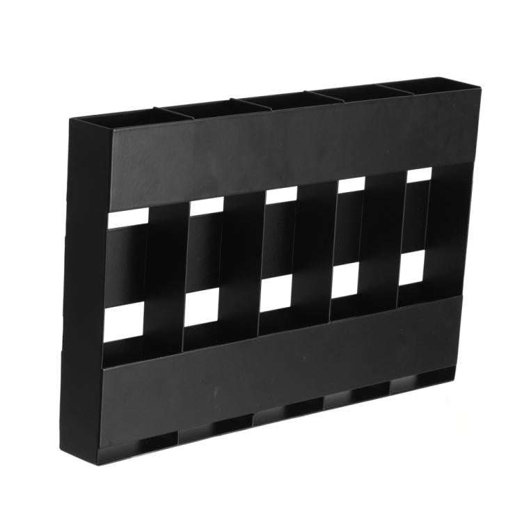 Five-grid Straw Cutlery Metal Storage Rack Kitchen Organizer with 12pcs Soft Magnetic Sheet(Black)