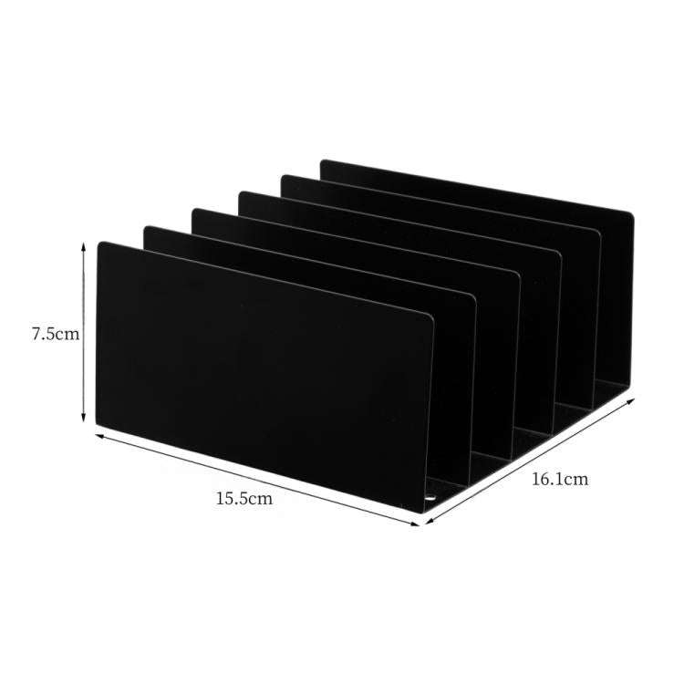 Five-grid Envelope Notepad Metal Storage Rack Mail Envelope Sorting Desktop Organizer(Black)