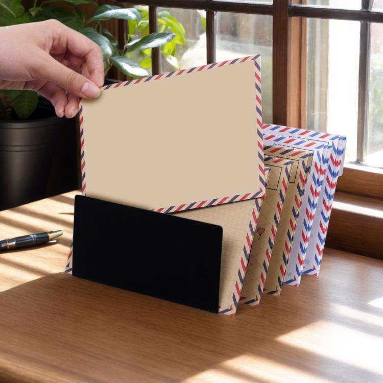 Five-grid Envelope Notepad Metal Storage Rack Mail Envelope Sorting Desktop Organizer(Black)