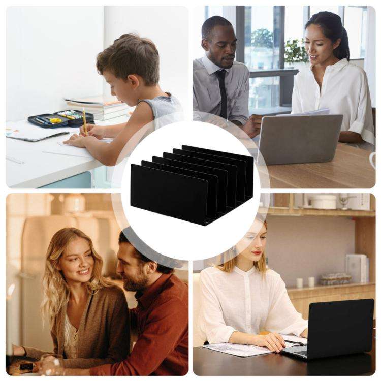 Five-grid Envelope Notepad Metal Storage Rack Mail Envelope Sorting Desktop Organizer(Black)