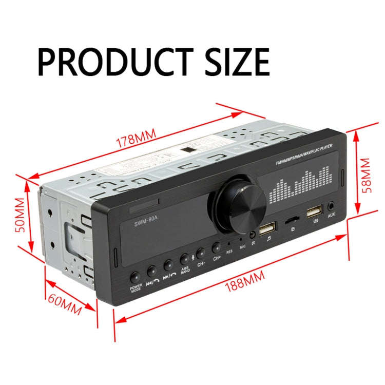SWM-80A DC12V Car MP3 Support FM / AM & Bluetooth & Mobile Phone Voice Assistant