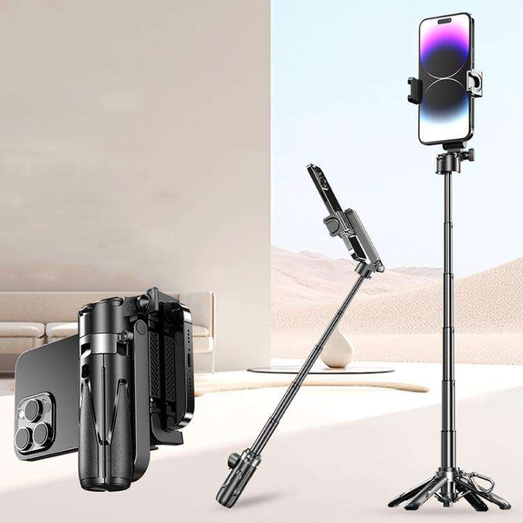 FUNSNAP P15 mini Portable Mini BT Handle Phone Selfie Stick Live Streaming Stand(Black)