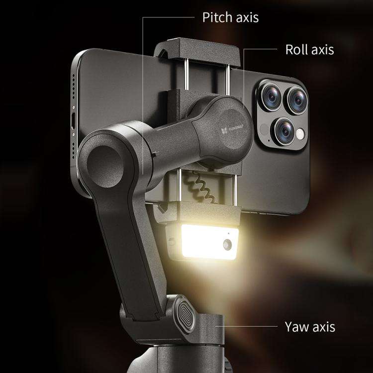 FUNSNAP CM8 Smartphone Stabilizer Foldable 3-axis Anti-shake Vlog Shooting Gimbal, AI Version(Black)
