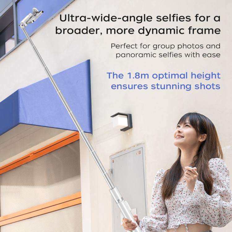 FUNSNAP X96 1.8m Auto Pop Open Tripod Remote Selfie Stick(White)