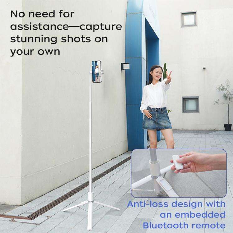 FUNSNAP X96 1.8m Auto Pop Open Tripod Remote Selfie Stick(White)