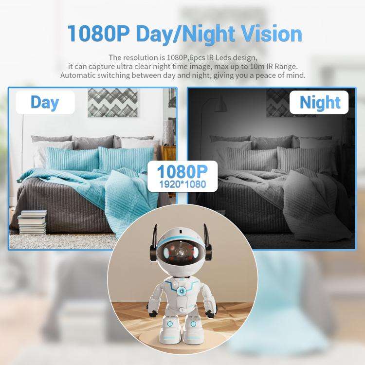 ESCAM PT205 5G WiFi Smart Robot Wireless AI Automatic Tracking Camera, Two Way Audio / Night Ners...