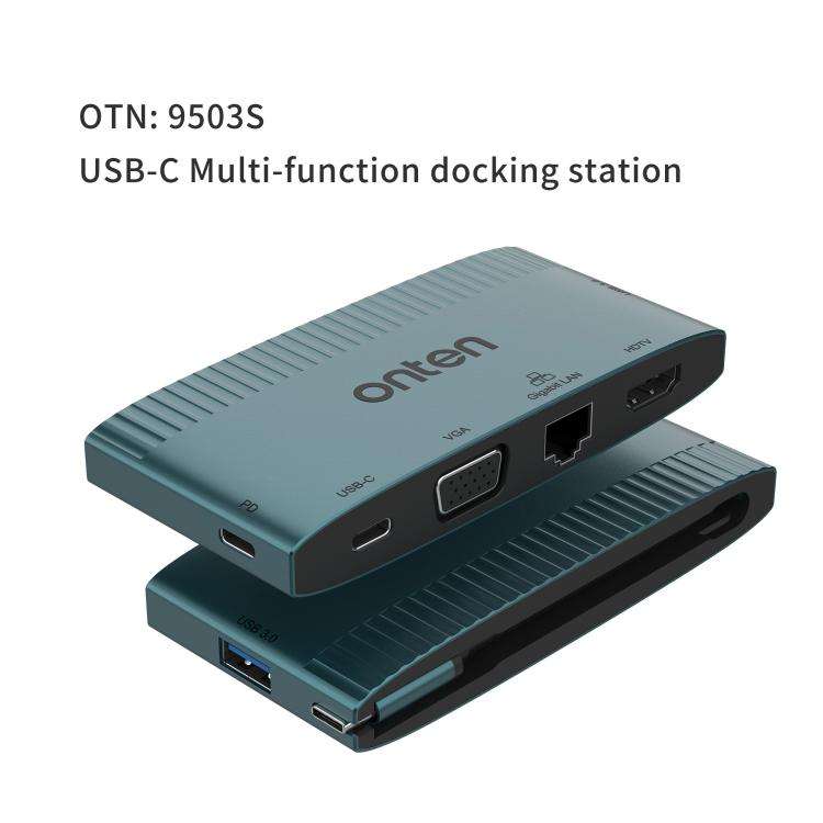 Onten 6 in 1 USB-C Multi-function Docking Station, HDTV+VGA+RJ45 Gigabit +USB-C Data +USB-C PD 3....