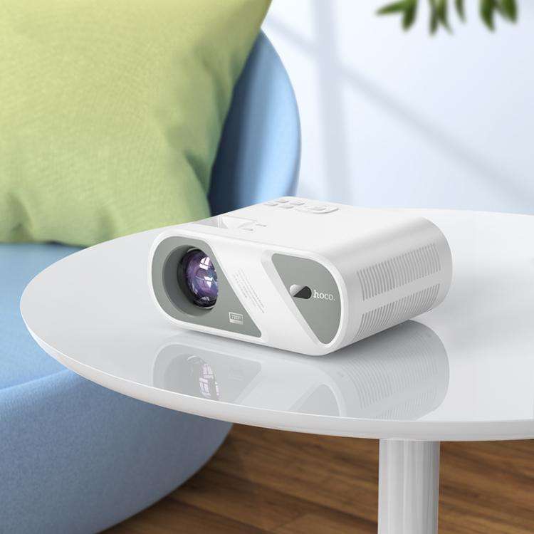 hoco DT1 1280x720P 140ANSI WiFi Bluetooth Wireless Projector Same Screen Version, US Plug(White)