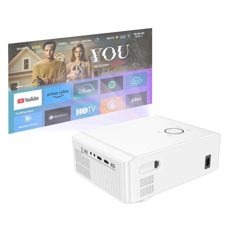 hoco DT3 1920x1080P 370ANSI Smart Electric Focus Projector Android Version, EU Plug(White)