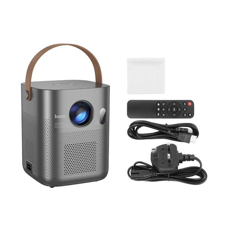hoco DT4 1280x720P 190ANSI Smart Full Autofocus Projector Android Version, UK Plug(Metal Grey)