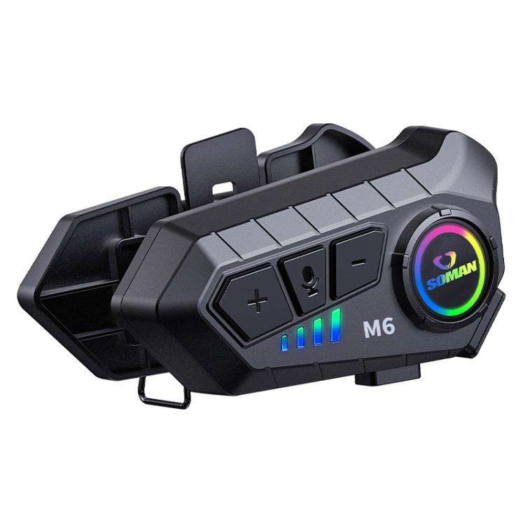 SOMAN Motorcycle Helmet Bluetooth Headset Stereo Voice Microphone, Style:M6-Soft Mic