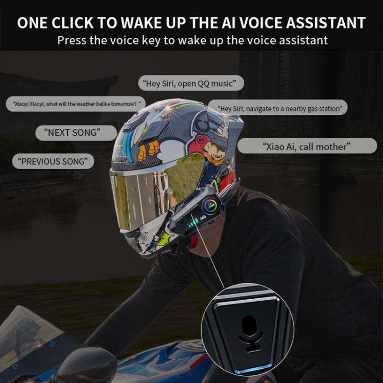 SOMAN Motorcycle Helmet Bluetooth Headset Stereo Voice Microphone, Style:M6-Soft Mic
