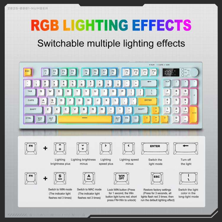 ONIKUMA G80 Bluetooth 2.4G Wired Silent Silver Membrane Keyboard(Green)