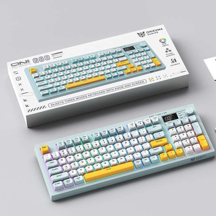 ONIKUMA G80 Bluetooth 2.4G Wired Silent Silver Membrane Keyboard(Green)