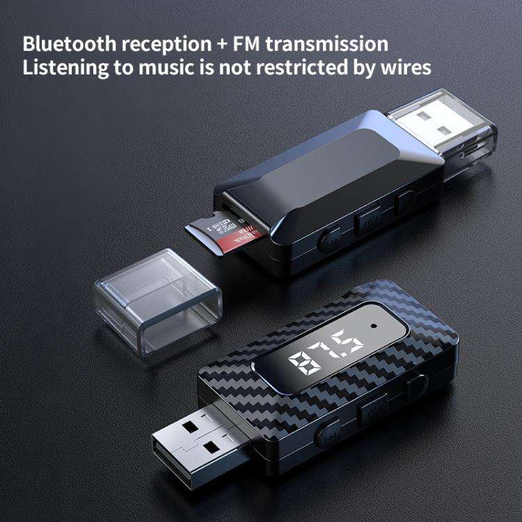 USB Car FM Transmitter Wireless Bluetooth Receiver(Black)