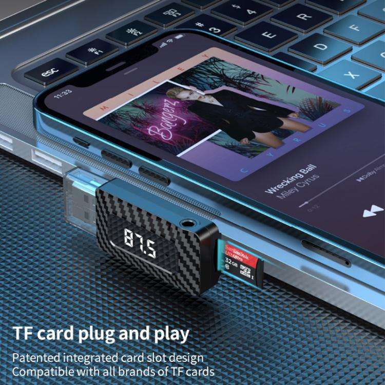 USB Car FM Transmitter Wireless Bluetooth Receiver(Black)