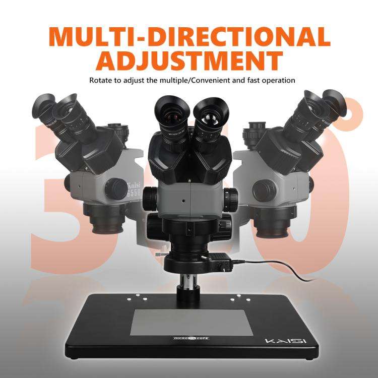 Kaisi 6558 6.5-58X Synchronous Zoom Trinocular Stereo Microscope