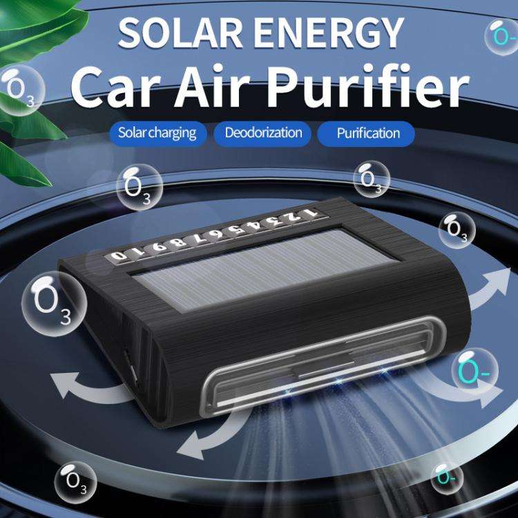 Solar Energy Car Air Purifier with Number Plate(Black)