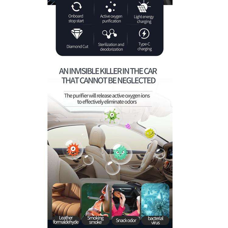 Solar Energy Car Air Purifier with Number Plate(Black)