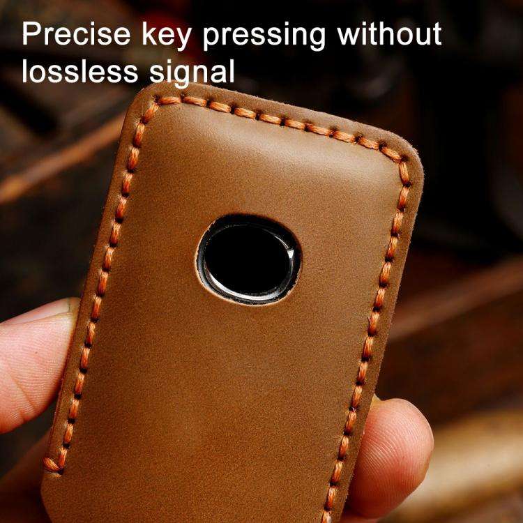 For Mazda Axela Hallmo B023 Crazy Horse Cowhide Car Key Protection Cover(Black)
