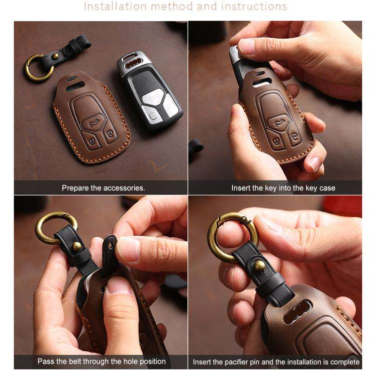 For Mazda Axela Hallmo B023 Crazy Horse Cowhide Car Key Protection Cover(Red)
