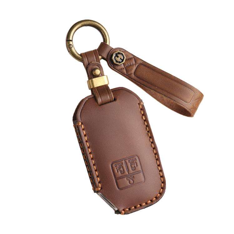 For Kia Carnival Hallmo B087 Crazy Horse Cowhide Car Key Protection Cover(Brown)
