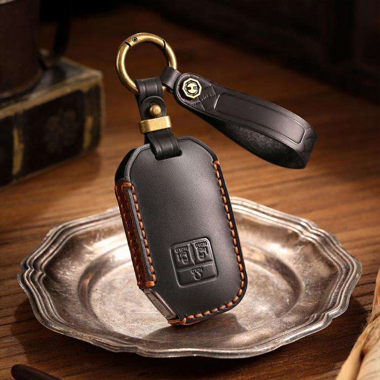 For Kia Carnival Hallmo B087 Crazy Horse Cowhide Car Key Protection Cover(Blue)