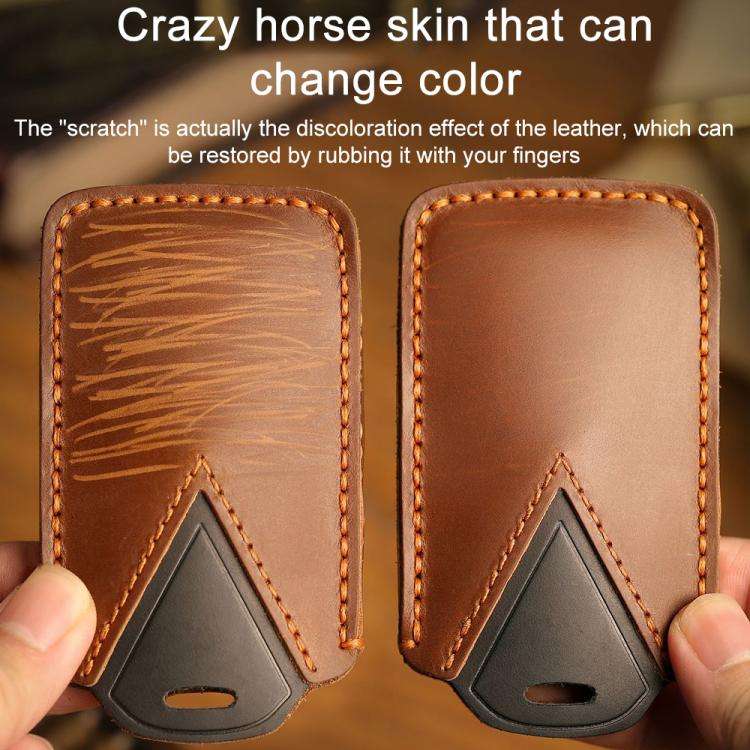 For Kia Carnival Hallmo B087 Crazy Horse Cowhide Car Key Protection Cover(Blue)