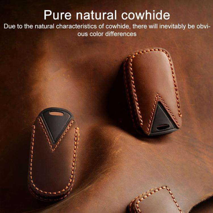 For Kia Carnival Hallmo B087 Crazy Horse Cowhide Car Key Protection Cover(Blue)