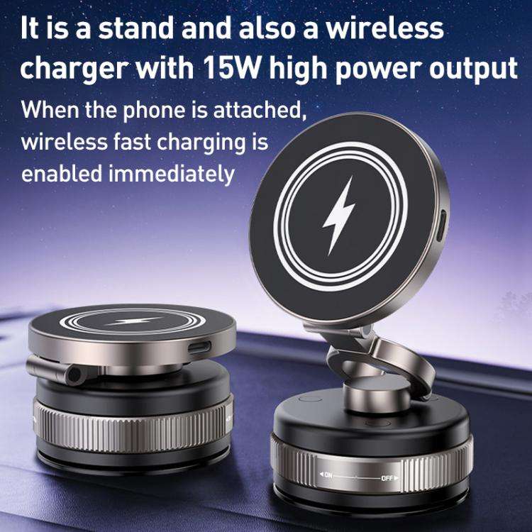 D1W 15W Rotatable Foldable Car Wireless Charging Magnetic Holder(Tarnish)