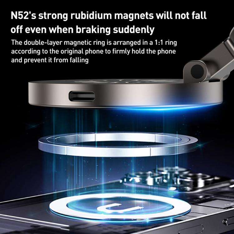 D1W 15W Rotatable Foldable Car Wireless Charging Magnetic Holder(Tarnish)
