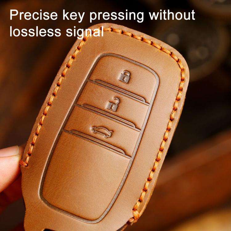 For Toyota Corolla 2-button B110 Crazy Horse Cowhide Car Key Protection Cover(Blue)