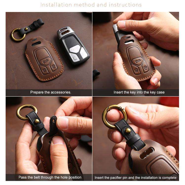 For Toyota Corolla 2-button B110 Crazy Horse Cowhide Car Key Protection Cover(Blue)