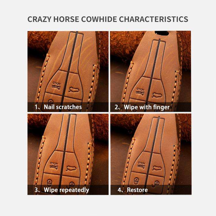 For Toyota North American 2+1-button C012 Crazy Horse Cowhide Car Key Protection Cover(Blue)